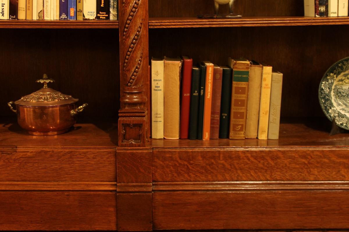 Important Gothic Revival Oak Open Bookcase, 19 Century, France 4