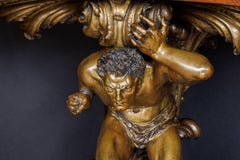 Un importante tavolo figurativo italiano in legno di re e bronzo patinato, CIRCA 1870