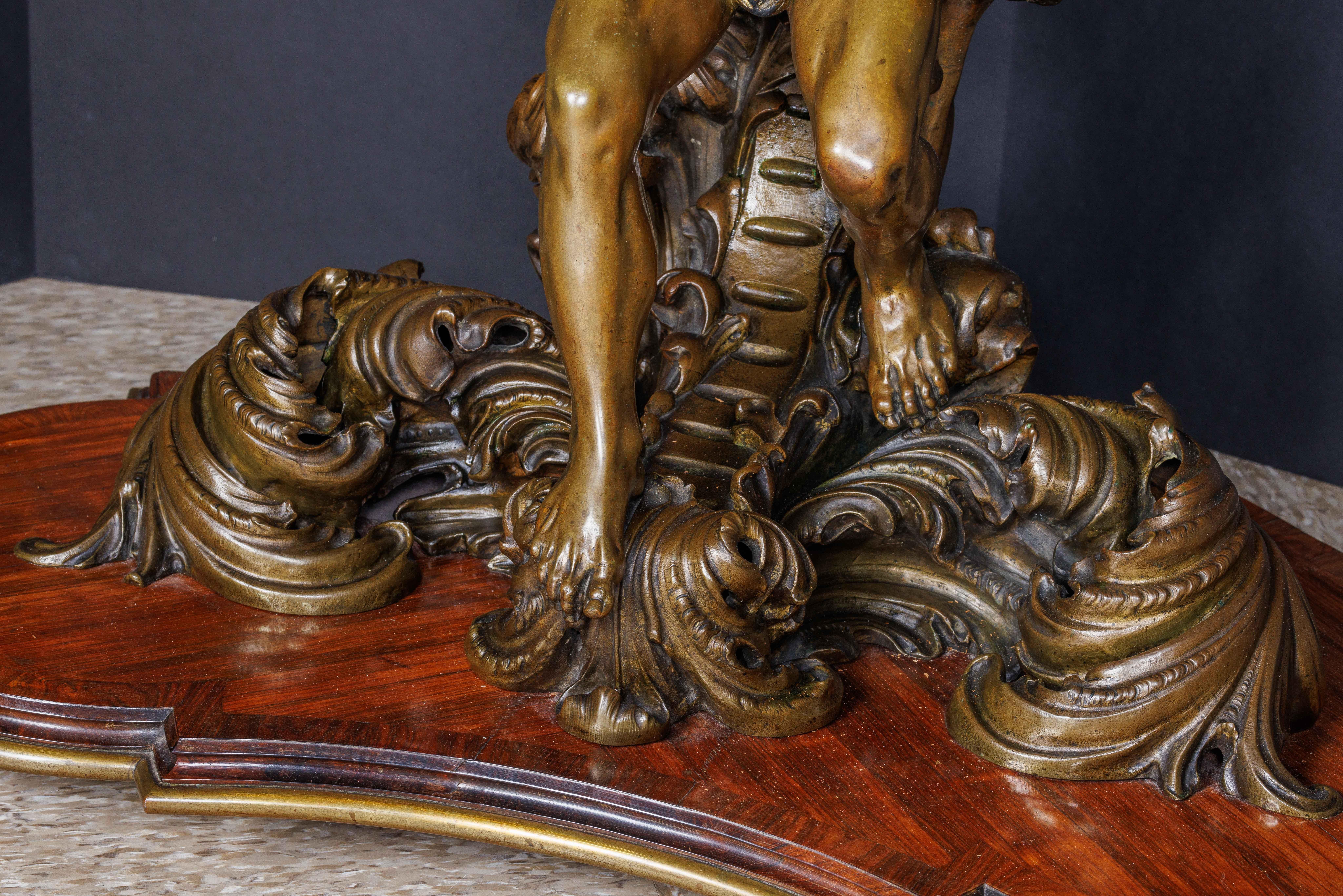 An Important Italian Kingwood and Patinated Bronze Figural Table, Circa 1870 For Sale 2
