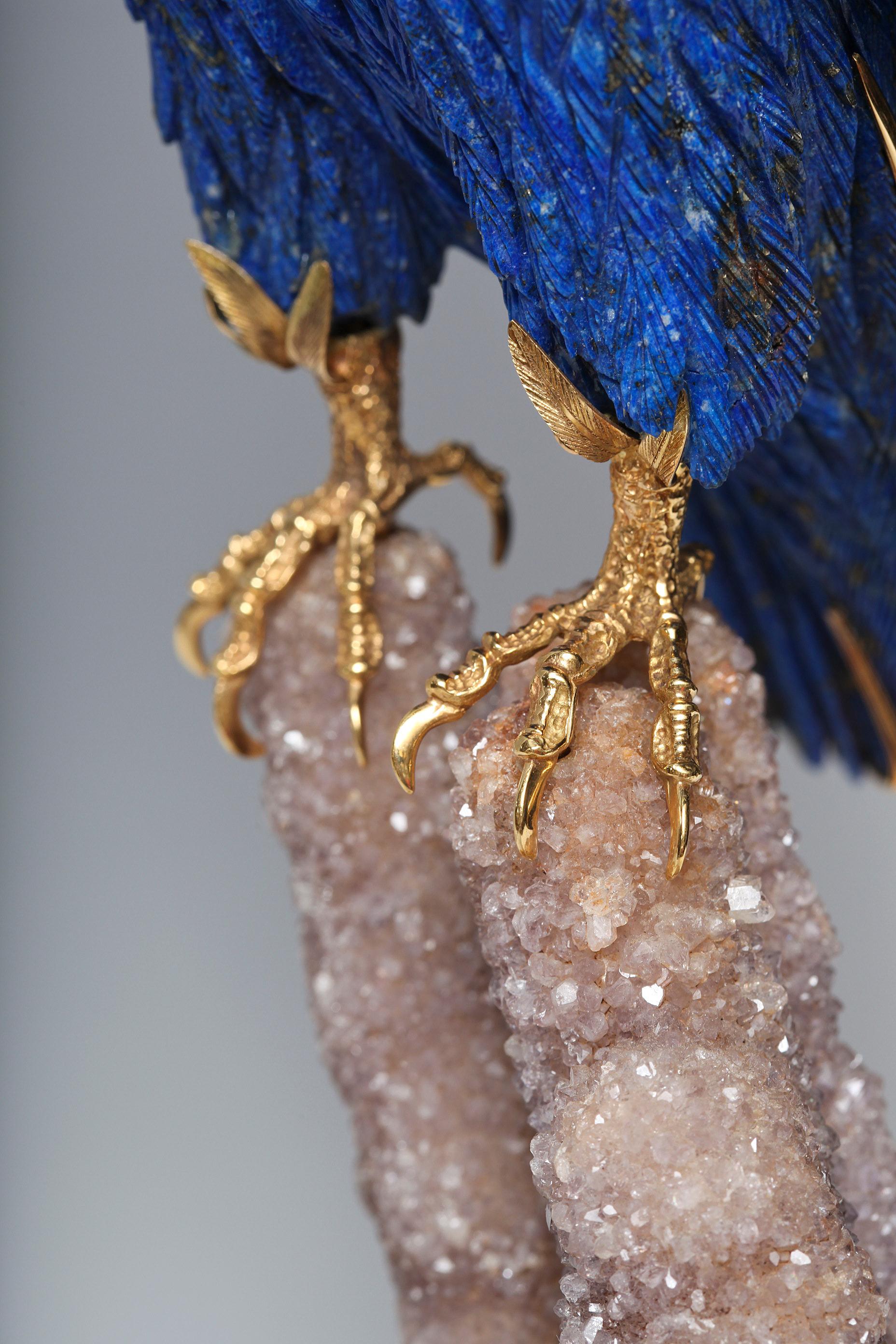 An Important Jeweled, Gold, Lapis Lazuli Falcon by Asprey & Co. London, Signed 4