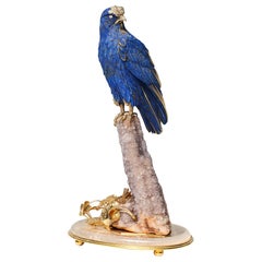 Important Falcon en bijoux, or et lapis-lazuli d'Asprey & Co. Londres, Signé