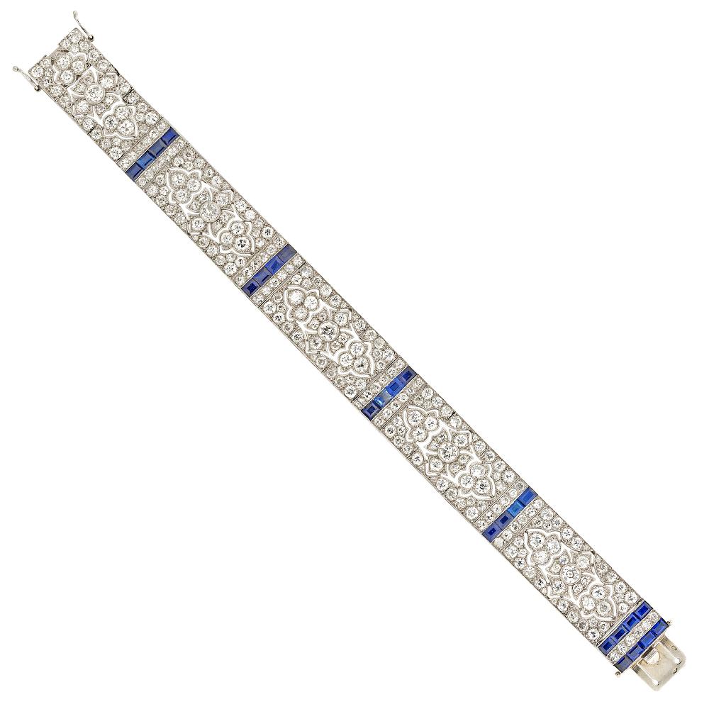 Important Late Belle Époque Sapphire and Diamond Bracelet 1