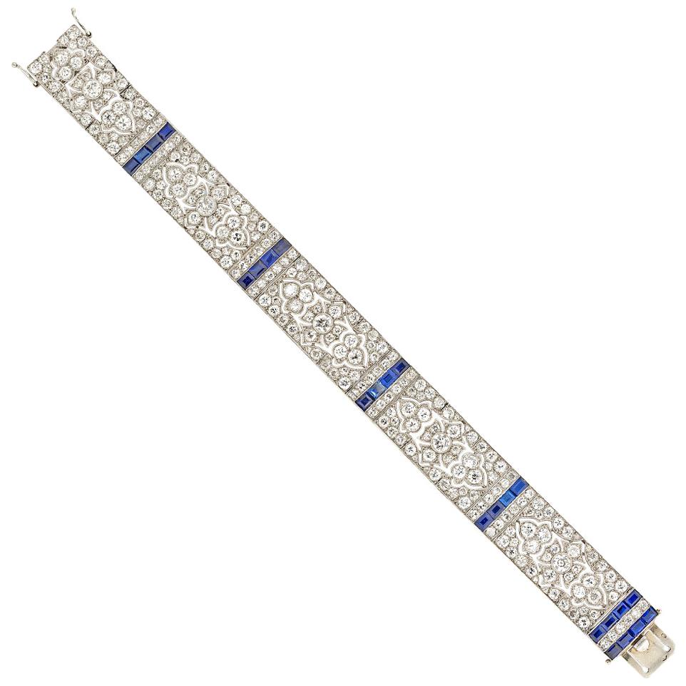 Important Late Belle Époque Sapphire and Diamond Bracelet