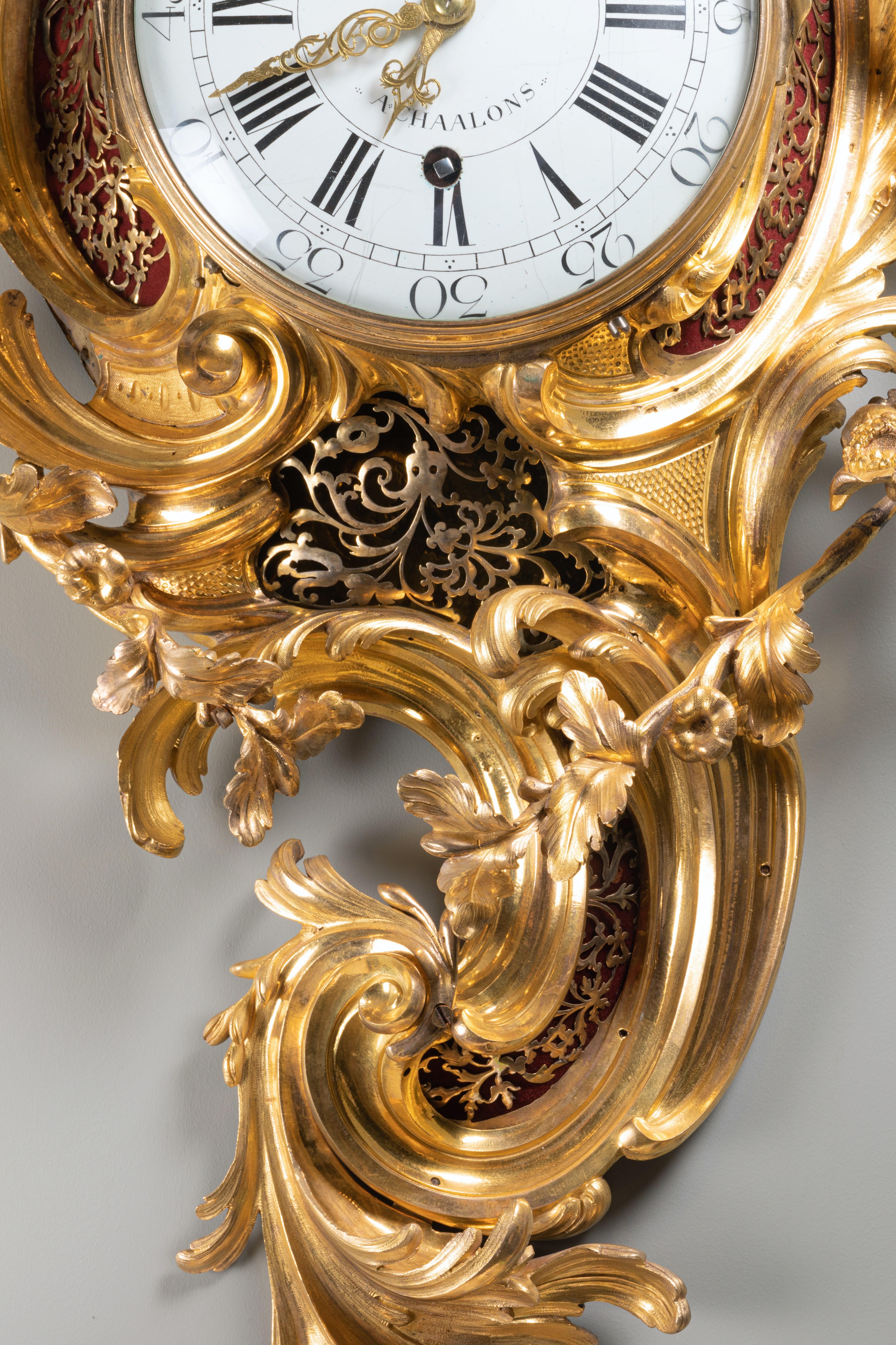 18th Century An Important Louis XV gilt bronze bracket clock with musicians For Sale