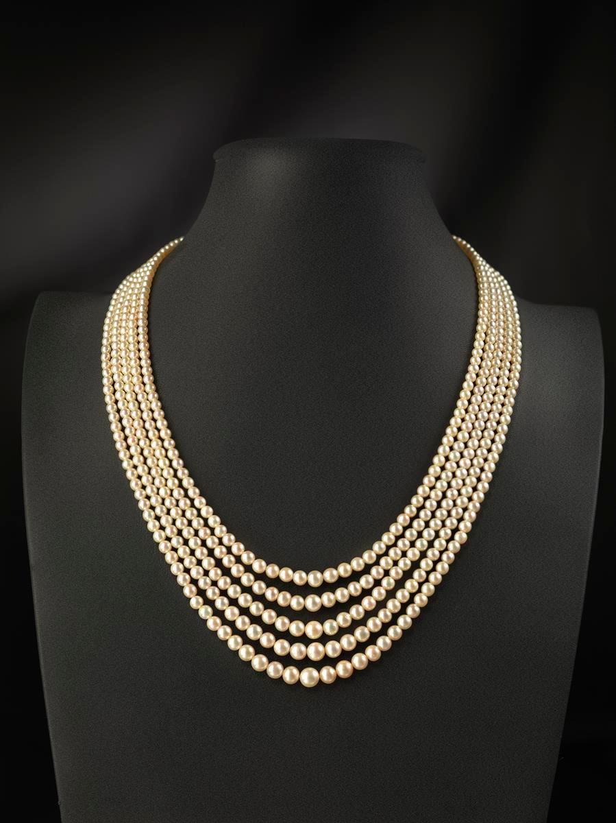 Late Victorian Important Natural Pearl and Diamond Necklace