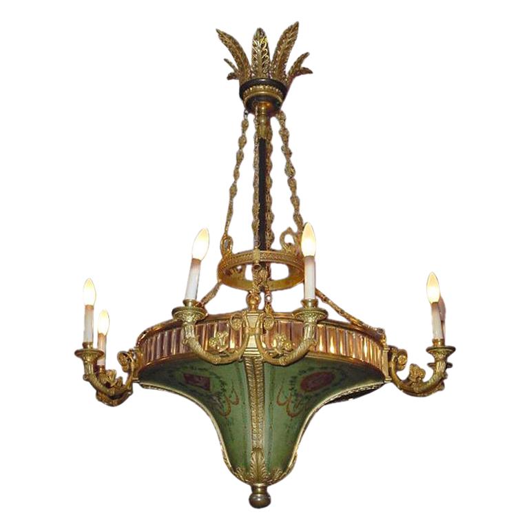 An Important Neoclassical Style Eight Light Chandelier For Sale