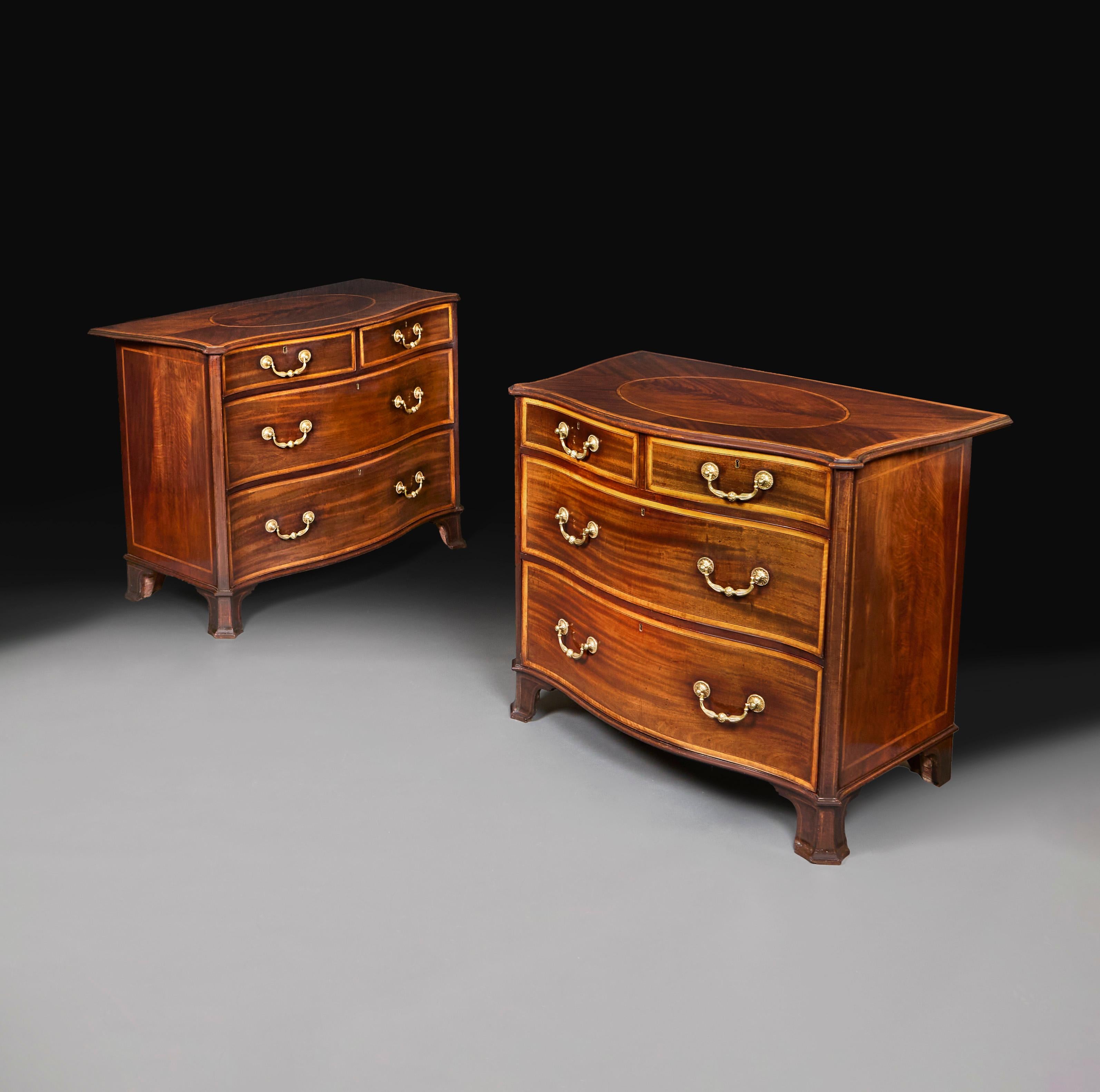 English An Important pair of George III Serpentine Commodes For Sale