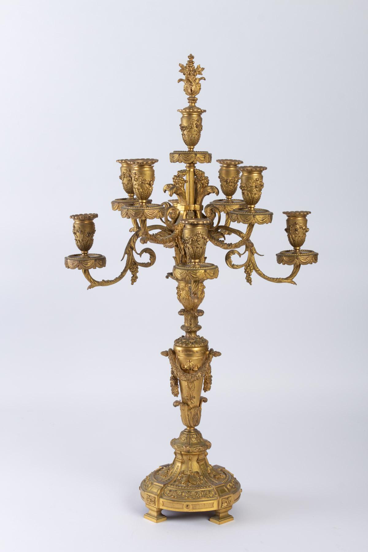 French An Important Pair of Gilt Bronze Candelabra 