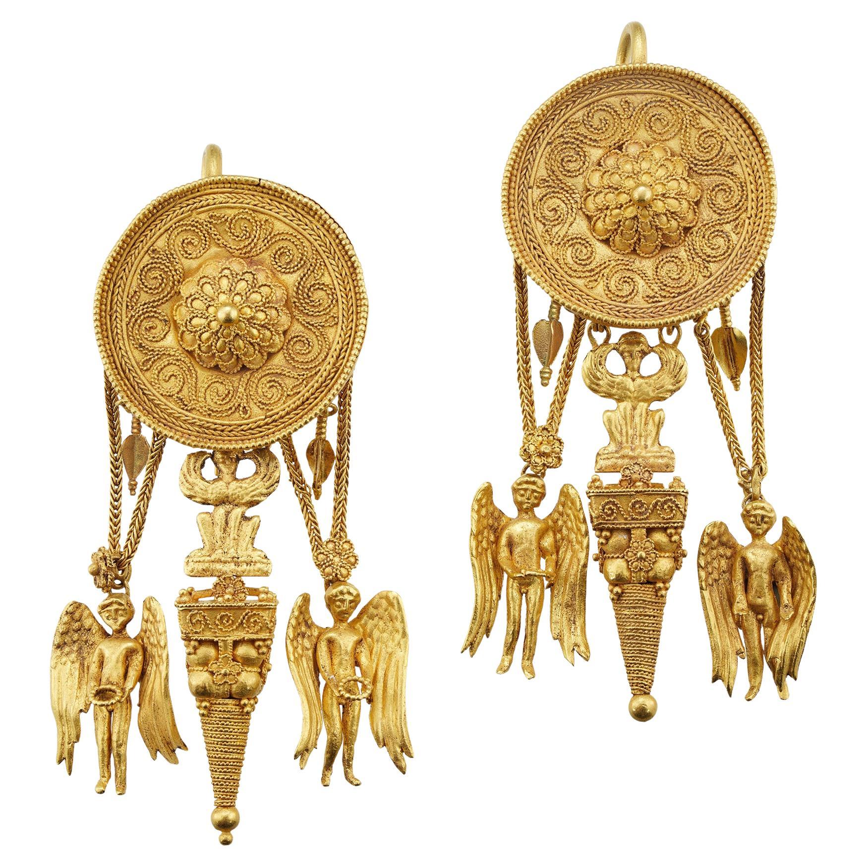 An important pair of gold Hellenistic earrings