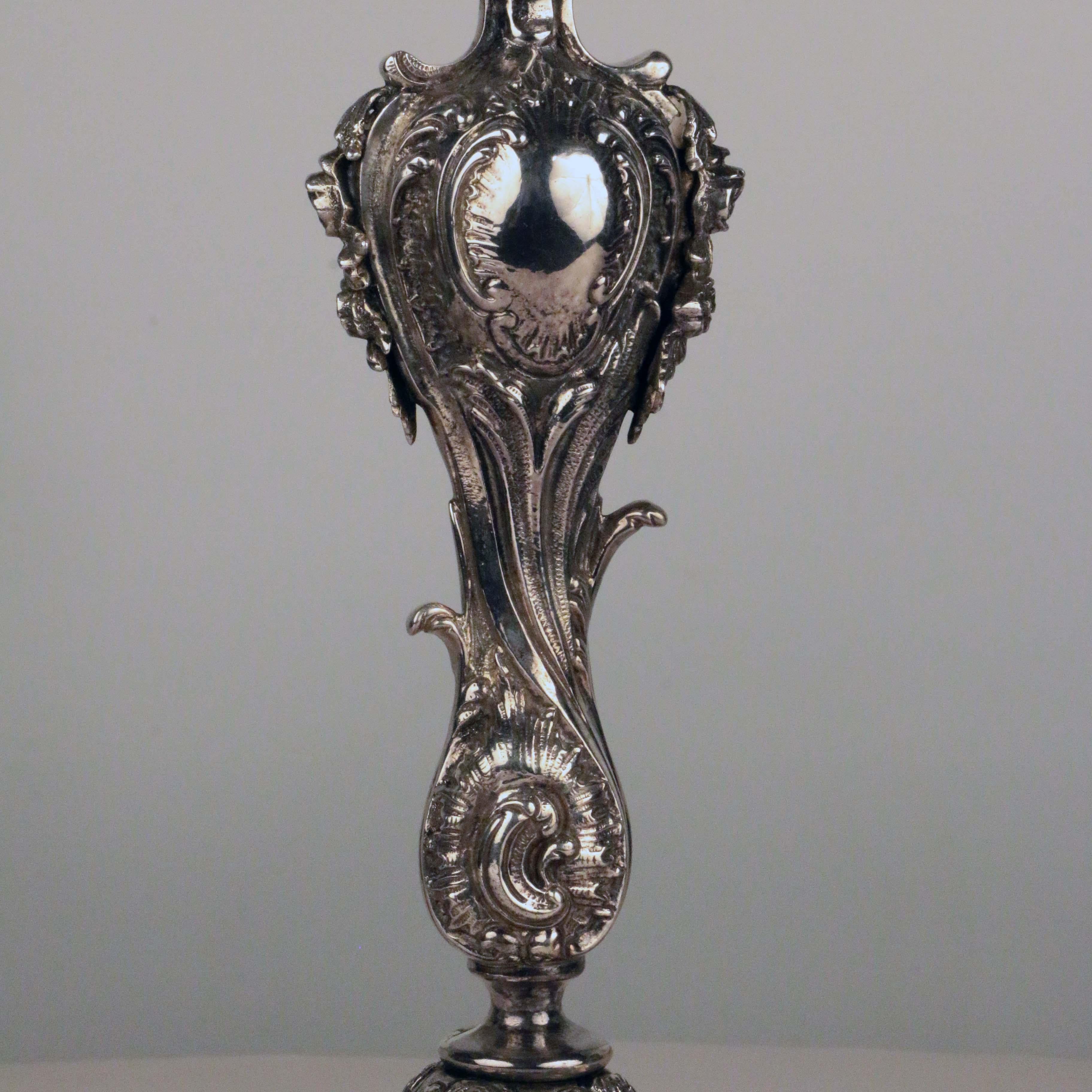 Important Pair of Louis XV Style Five-Light Silver Candelabra 2