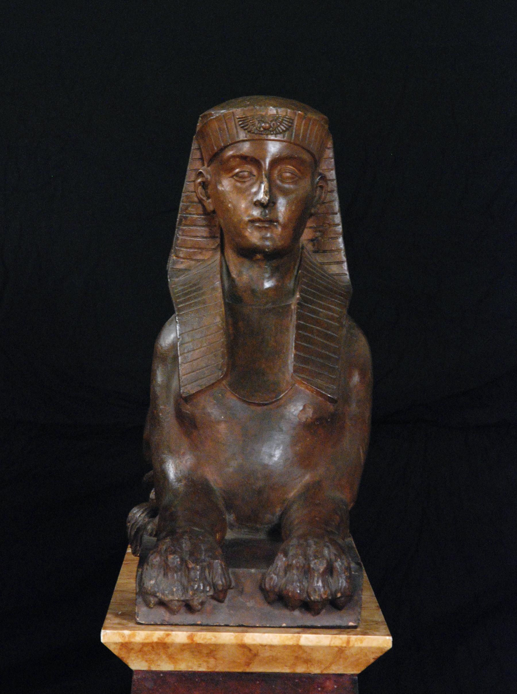 An Important Pair of Terracotta Sphinxes by Enrico Vella In Excellent Condition For Sale In Sheffield, MA