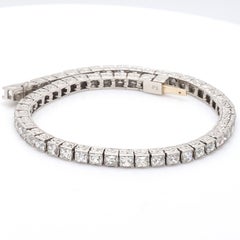 Important Platinum French Cut Diamond Line Bracelet