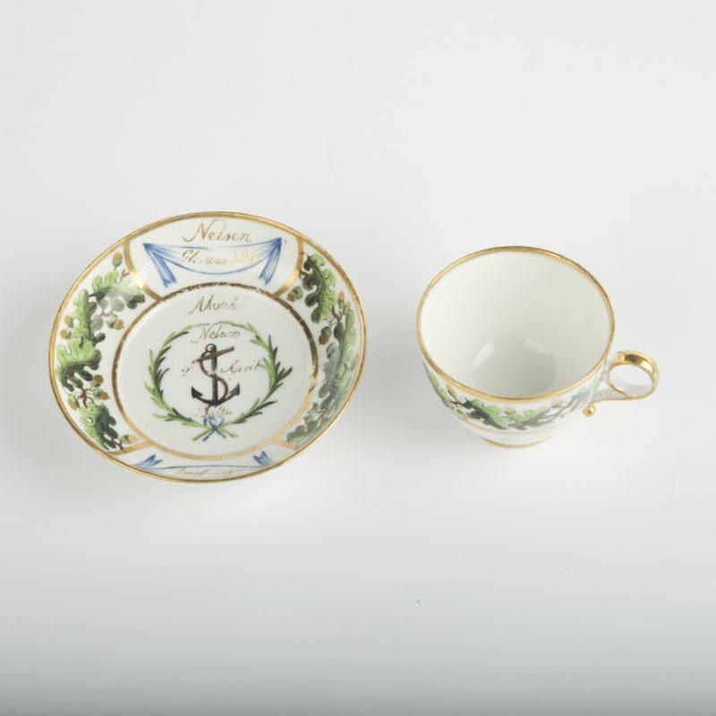 An important porcelain cup and saucer from Admiral Lord Nelson’s ‘Baltic Service In Good Condition For Sale In Lymington, Hampshire