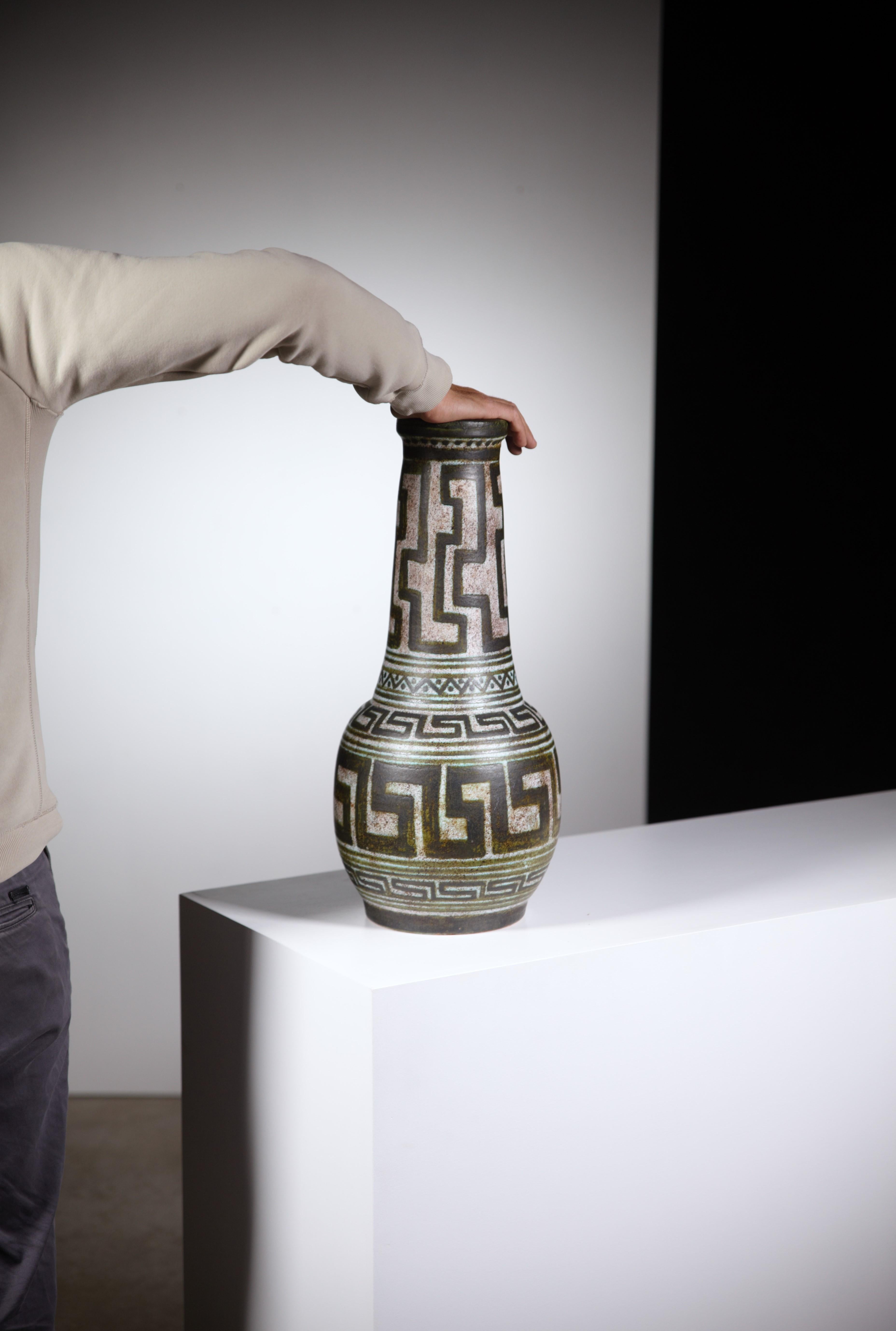 An Important Primitive Ceramic Vase by La Grange aux Potiers France 1960s For Sale 7