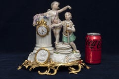 An Important Rare 18th C. Ormolu Mounted Meissen Porcelain Putti Clock Grouping