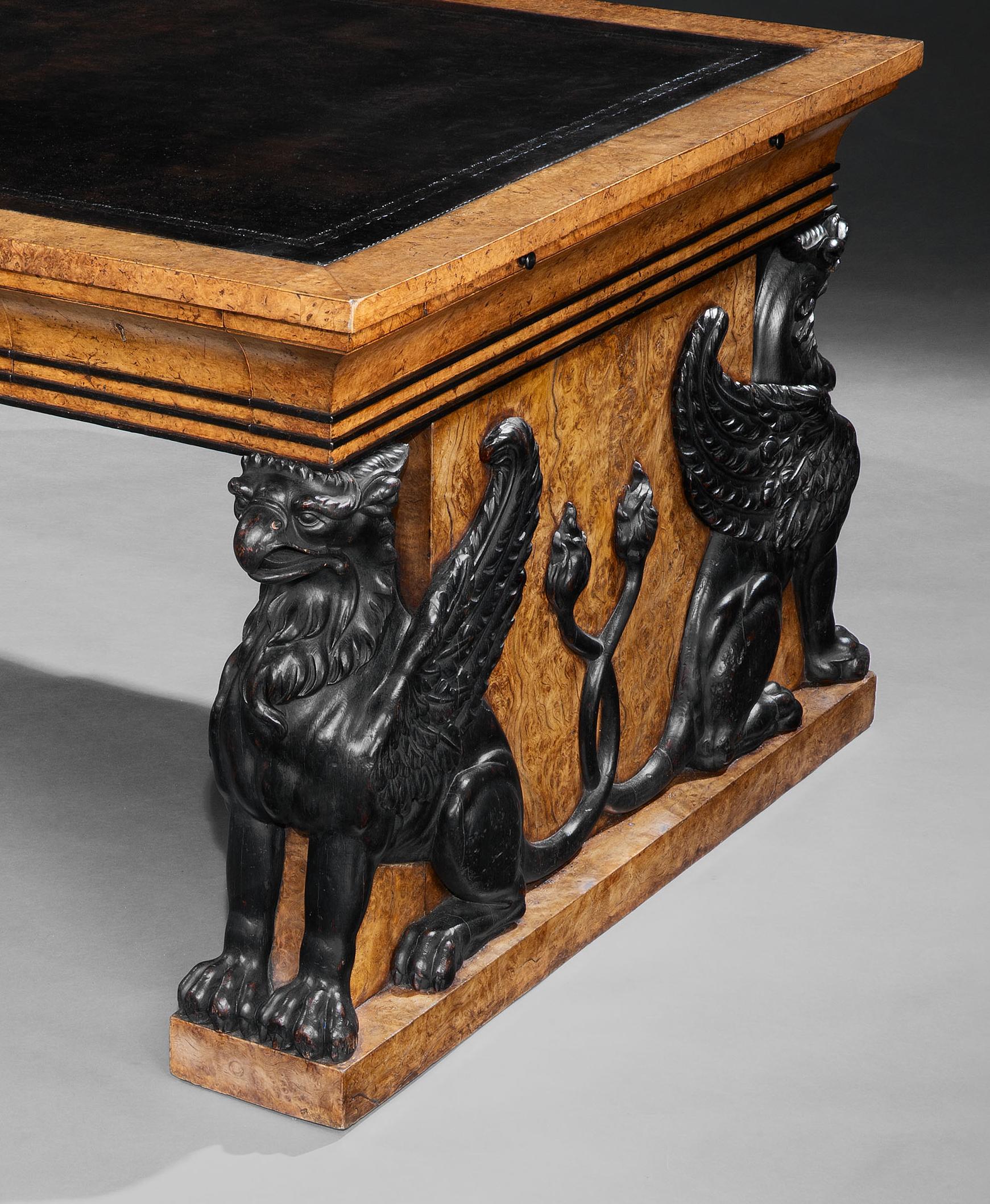 Carved An Important Regency Burr Oak Partners Desk For Sale