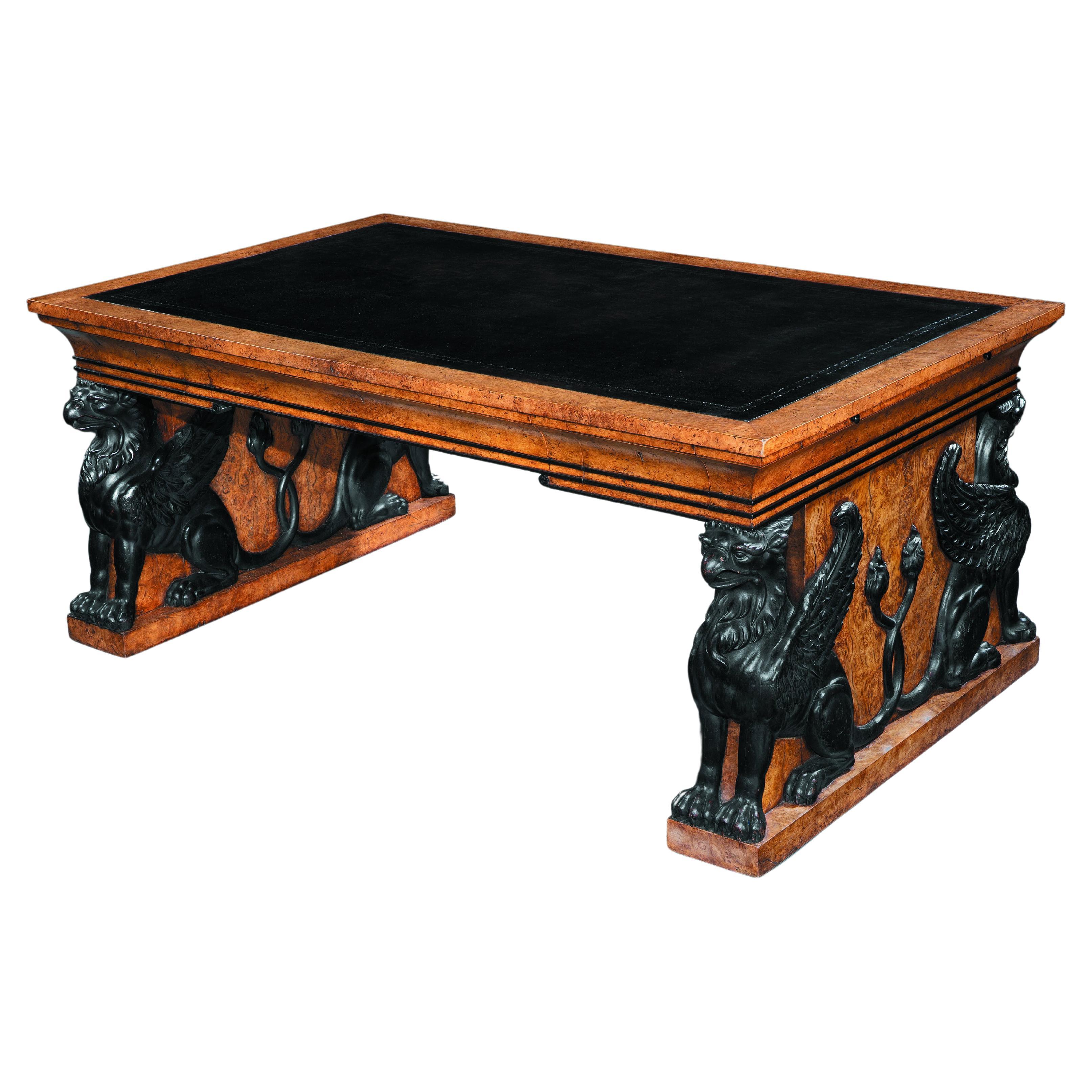 An Important Regency Burr Oak Partners Desk For Sale