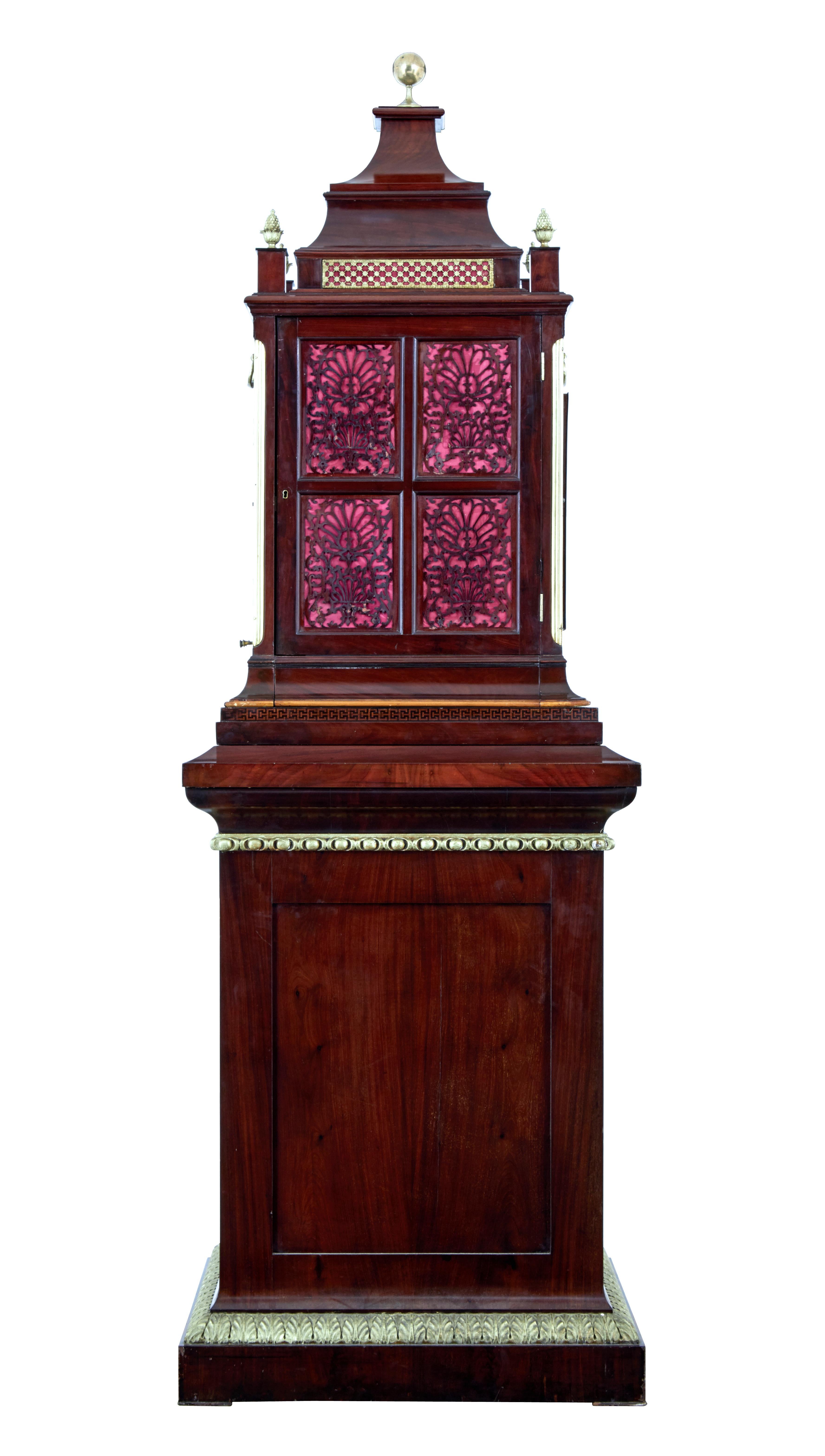 Important Regency Period Mahogany Case Musical Organ Clock In Good Condition In Debenham, Suffolk
