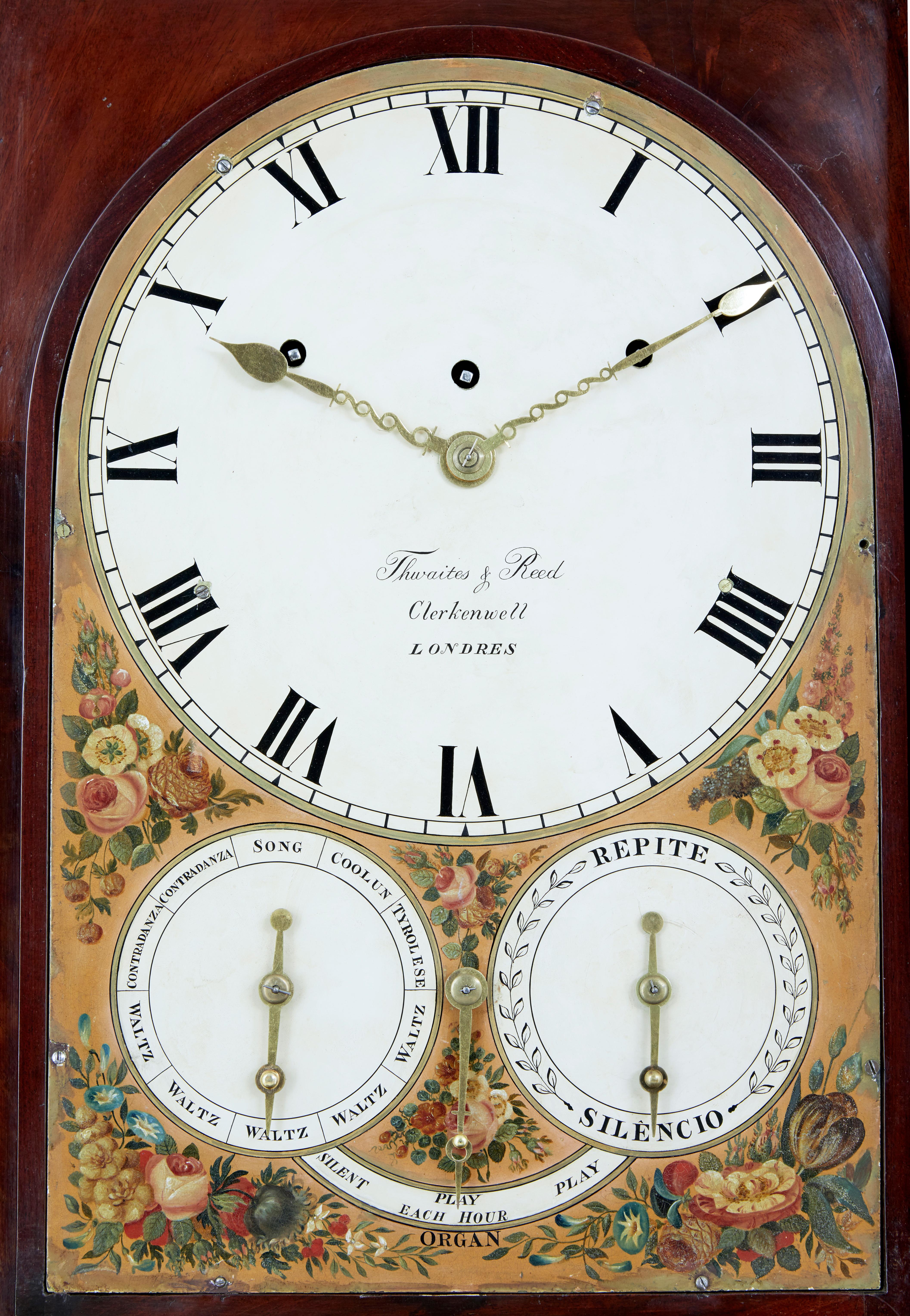 Important Regency Period Mahogany Case Musical Organ Clock 3