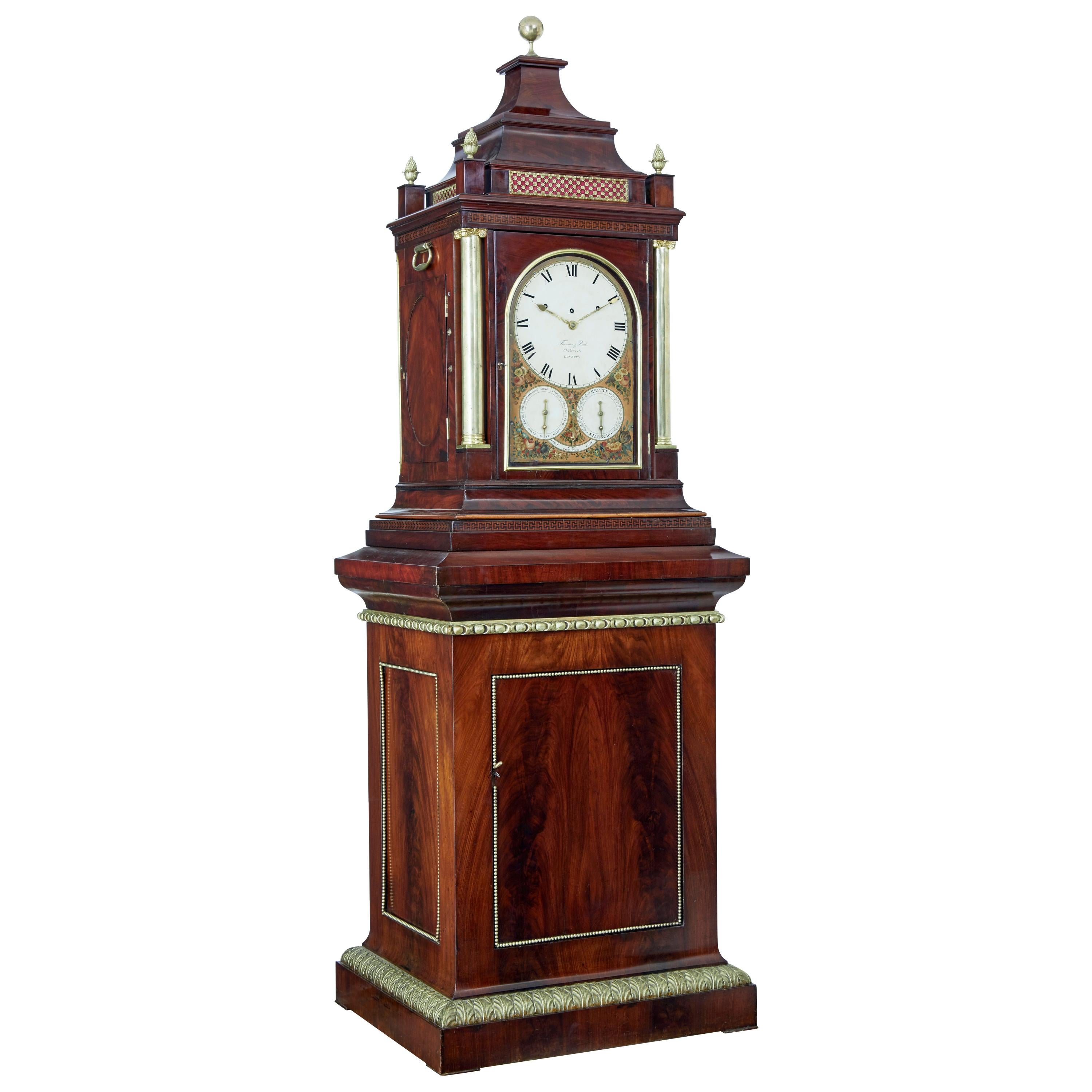Important Regency Period Mahogany Case Musical Organ Clock