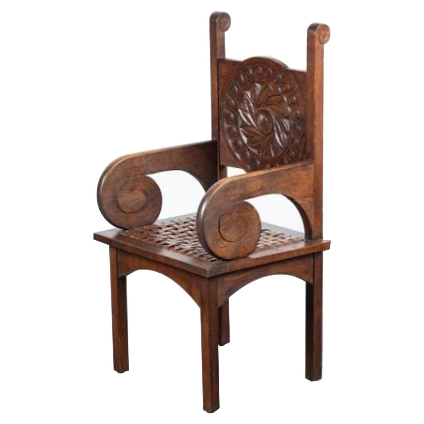 un important fauteuil sculpté en Oak Oak par Jacques PHILIPPE