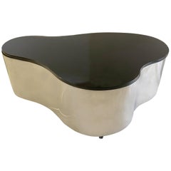 Important Set of 3 Karl Springer Polished Stainless Freeform Tables