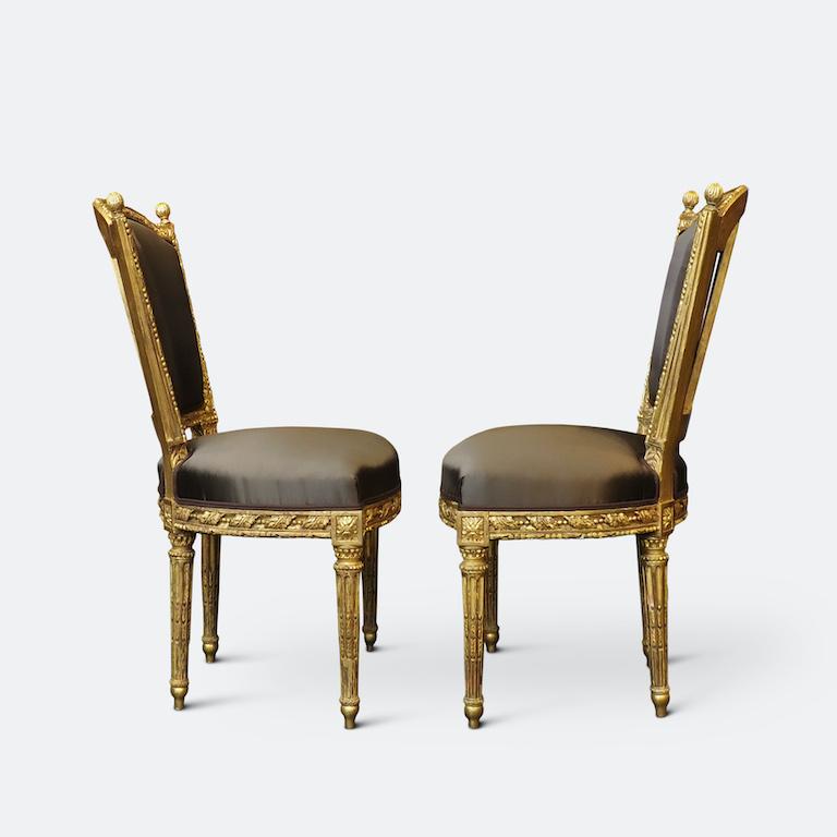 Set of Four Louis XVI Gilt Chairs, Circa 1780 For Sale 7