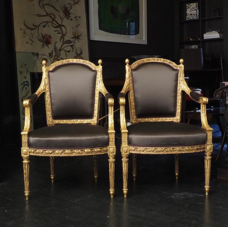 Set of Four Louis XVI Gilt Chairs, Circa 1780 For Sale 12