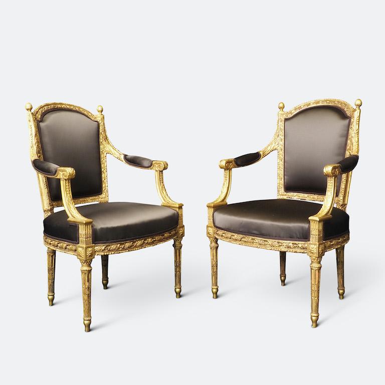 French Set of Four Louis XVI Gilt Chairs, Circa 1780 For Sale