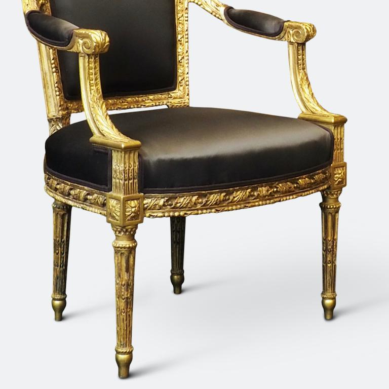 Set of Four Louis XVI Gilt Chairs, Circa 1780 For Sale 3
