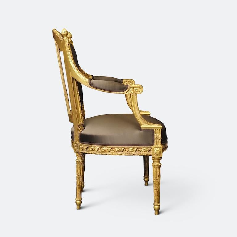 Set of Four Louis XVI Gilt Chairs, Circa 1780 For Sale 4