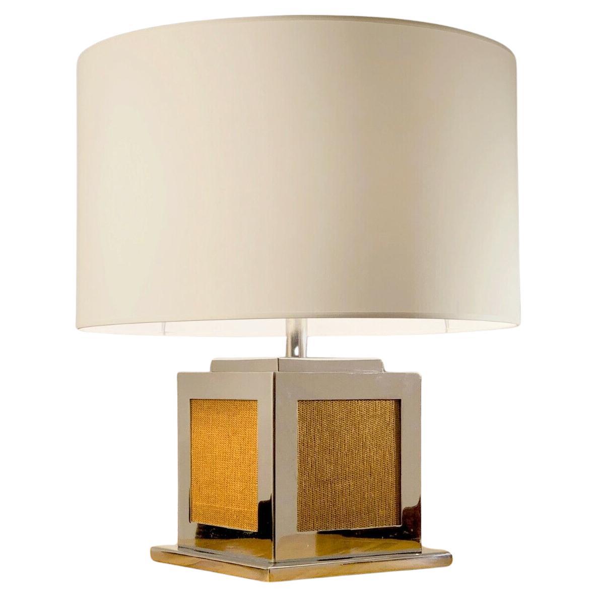 A SHABBY-CHIC NEO-CLASSICAL SEVENTIES Square TABLE LAMP, France 1970 For Sale