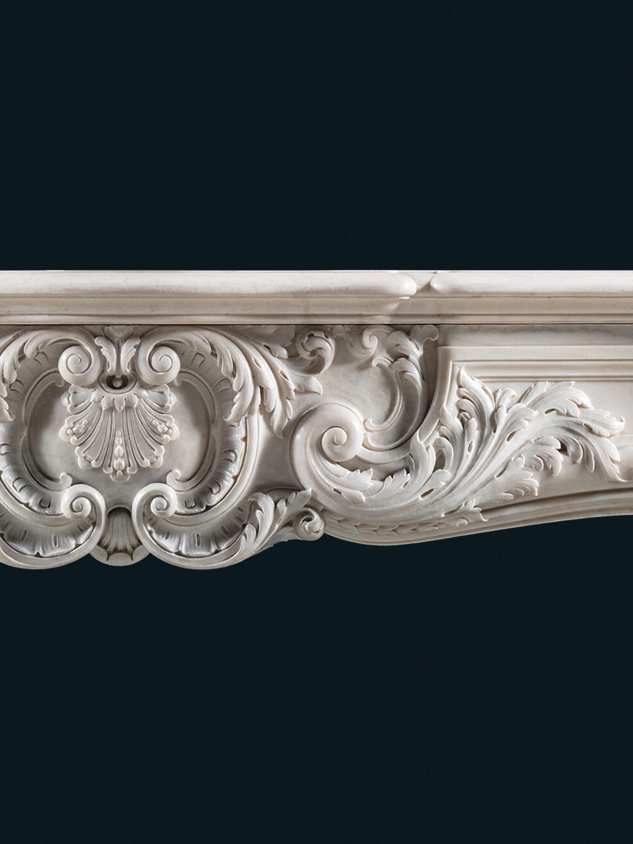 An Imposing and Important antique Louis XV Period Statuary Marble Chimneypiece For Sale 1