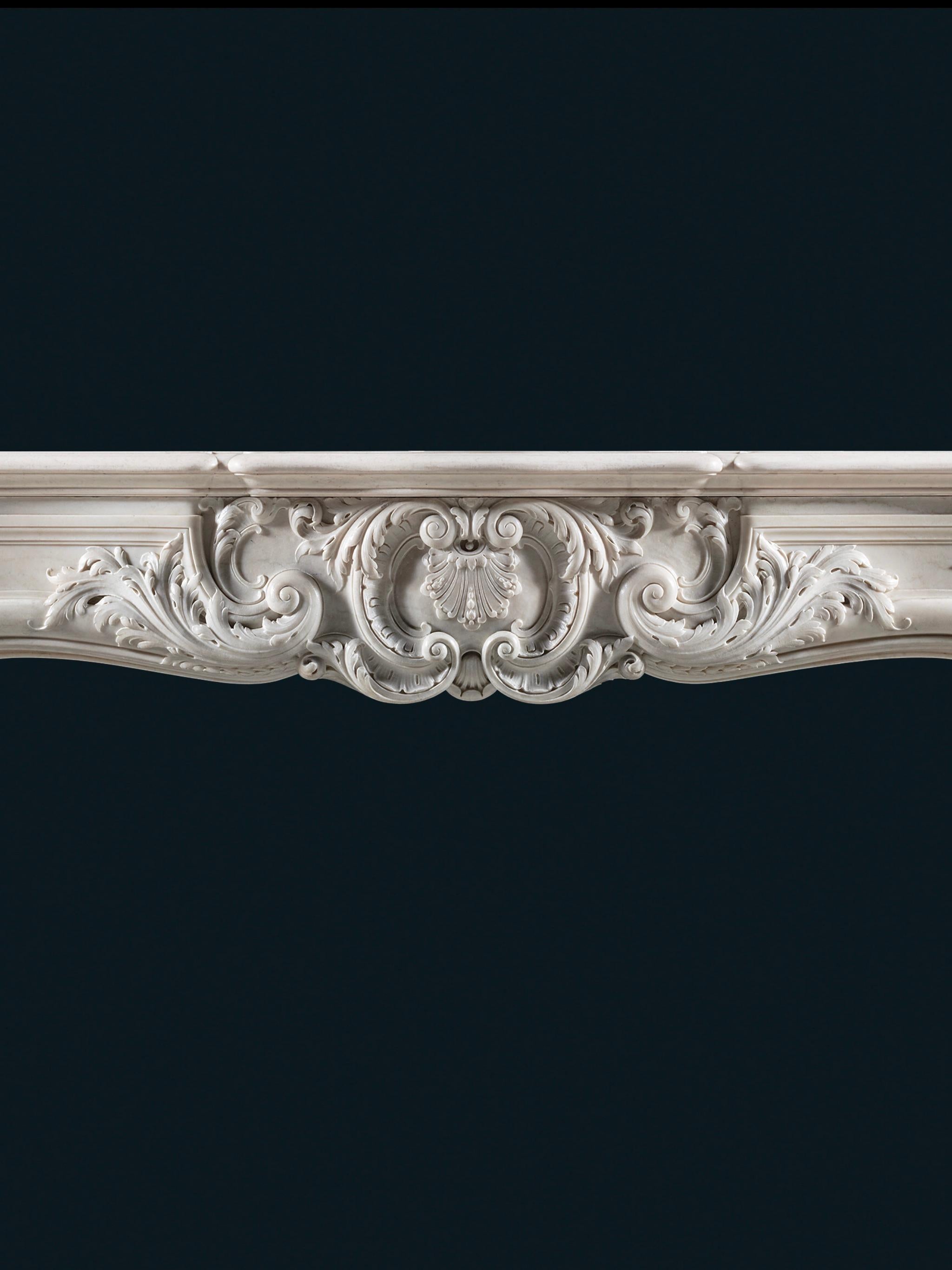 An Imposing and Important antique Louis XV Period Statuary Marble Chimneypiece For Sale 2