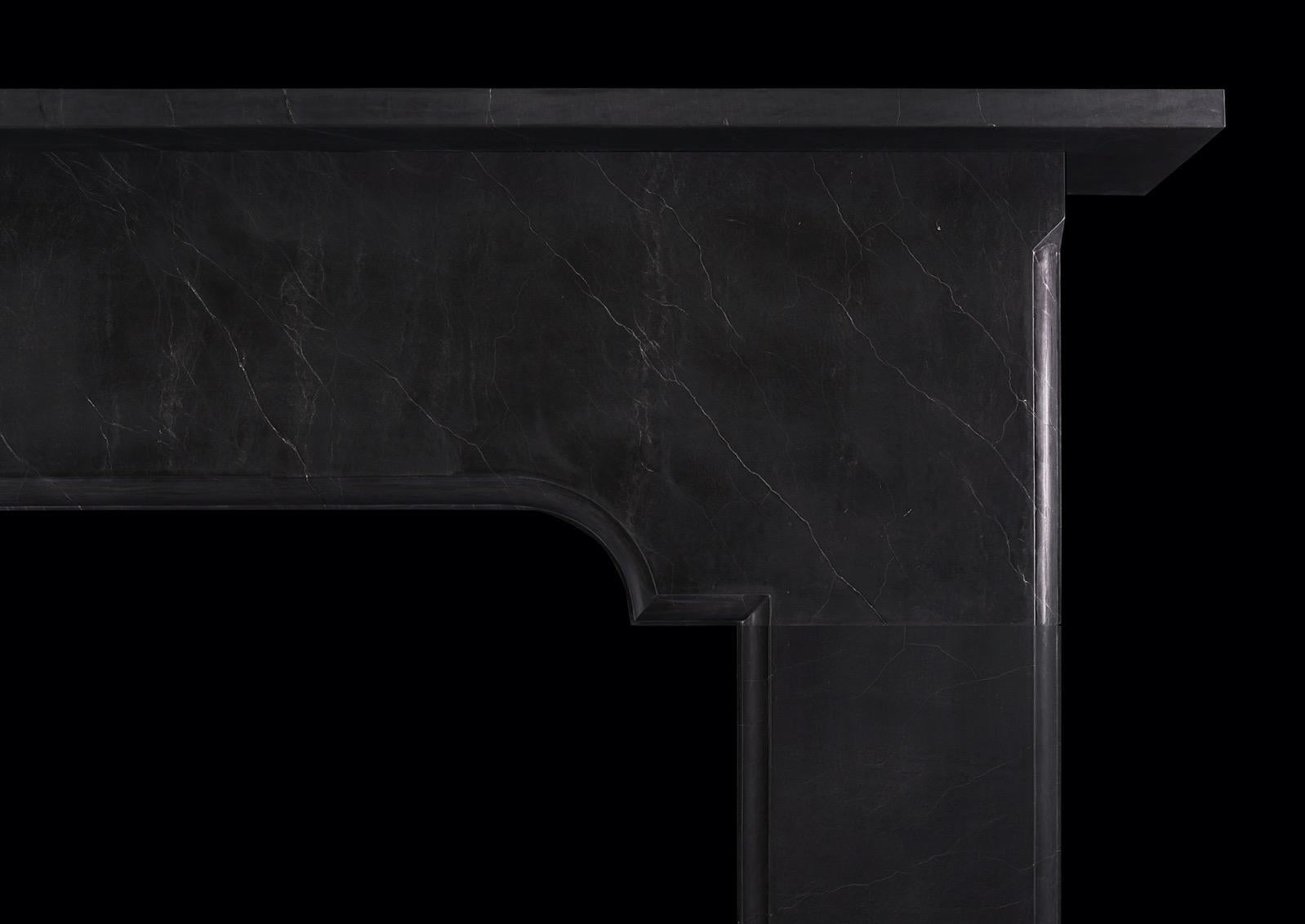Modern An Imposing Architectural Black Marble Fireplace  For Sale