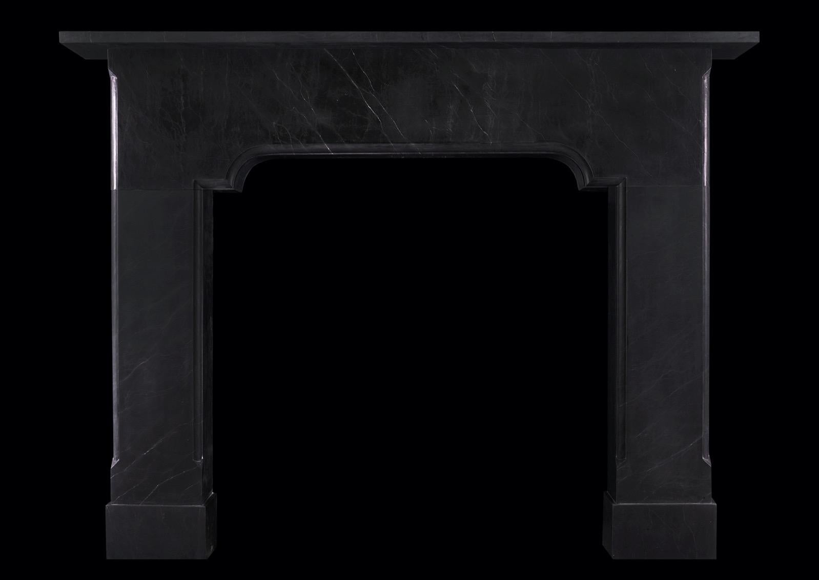 European An Imposing Architectural Black Marble Fireplace  For Sale