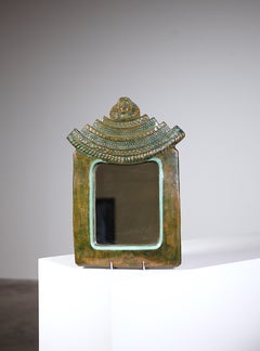 Ein imposanter Keramikspiegel von Anonymous Künstler, Frankreich, 1970er Jahre