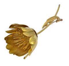 Imposing Gold Flower Brooch from the Affluent 1960s, by Hermes of Paris