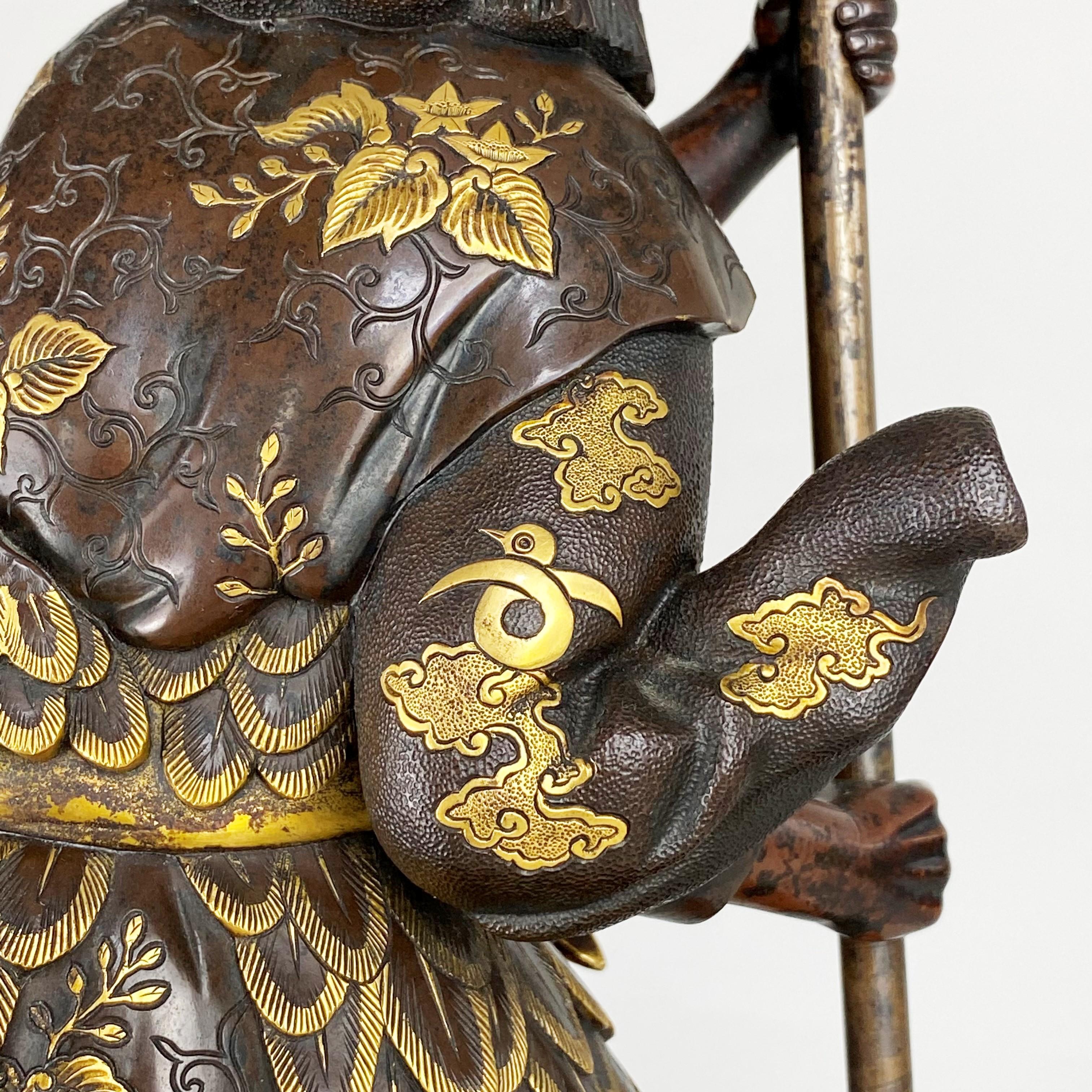 Imposing Late 19th Century Japanese Bronze Okimono of a Samurai For Sale 1