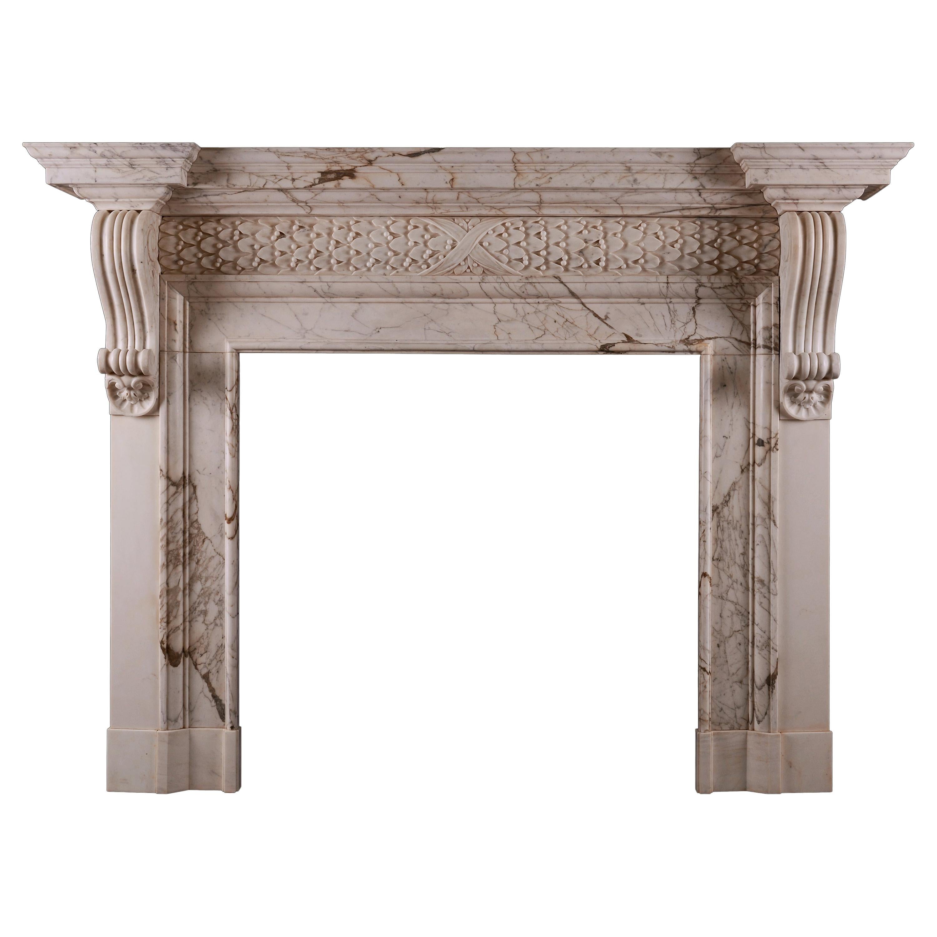Imposing Period Georgian Fireplace in Calacatta Oro Marble For Sale