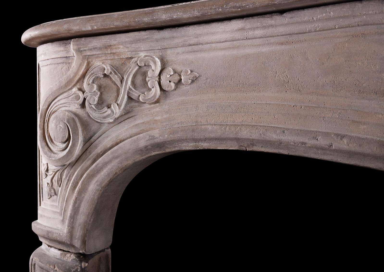 Imposing Period Louis XV Carved Limestone Fireplace In Good Condition For Sale In London, GB