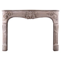 Imposing Period Louis XV Carved Limestone Fireplace