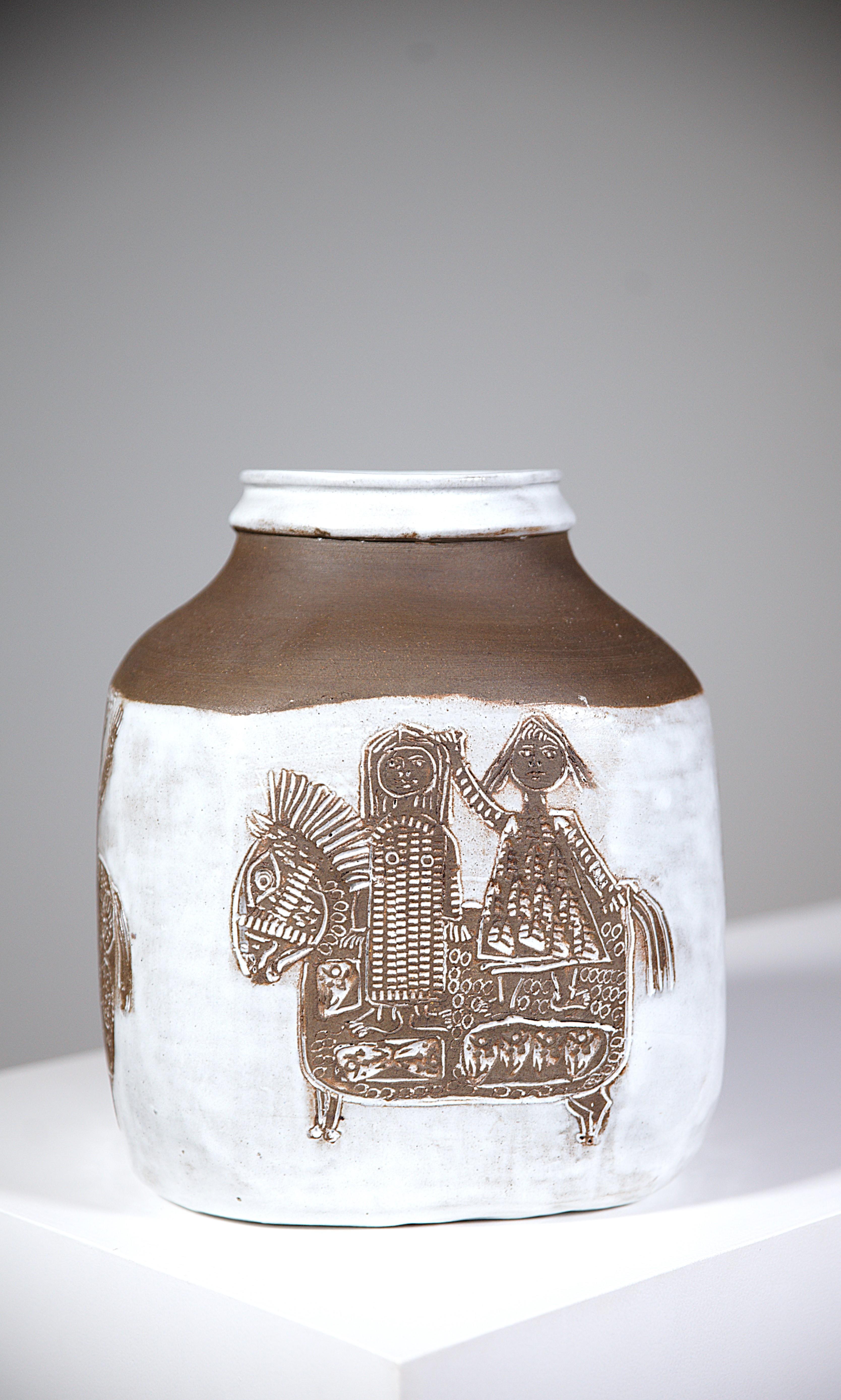 Un imponente vaso di Albert Thiry Vallauris Francia anni '70 In condizioni buone in vendita a HYÈRES, FR