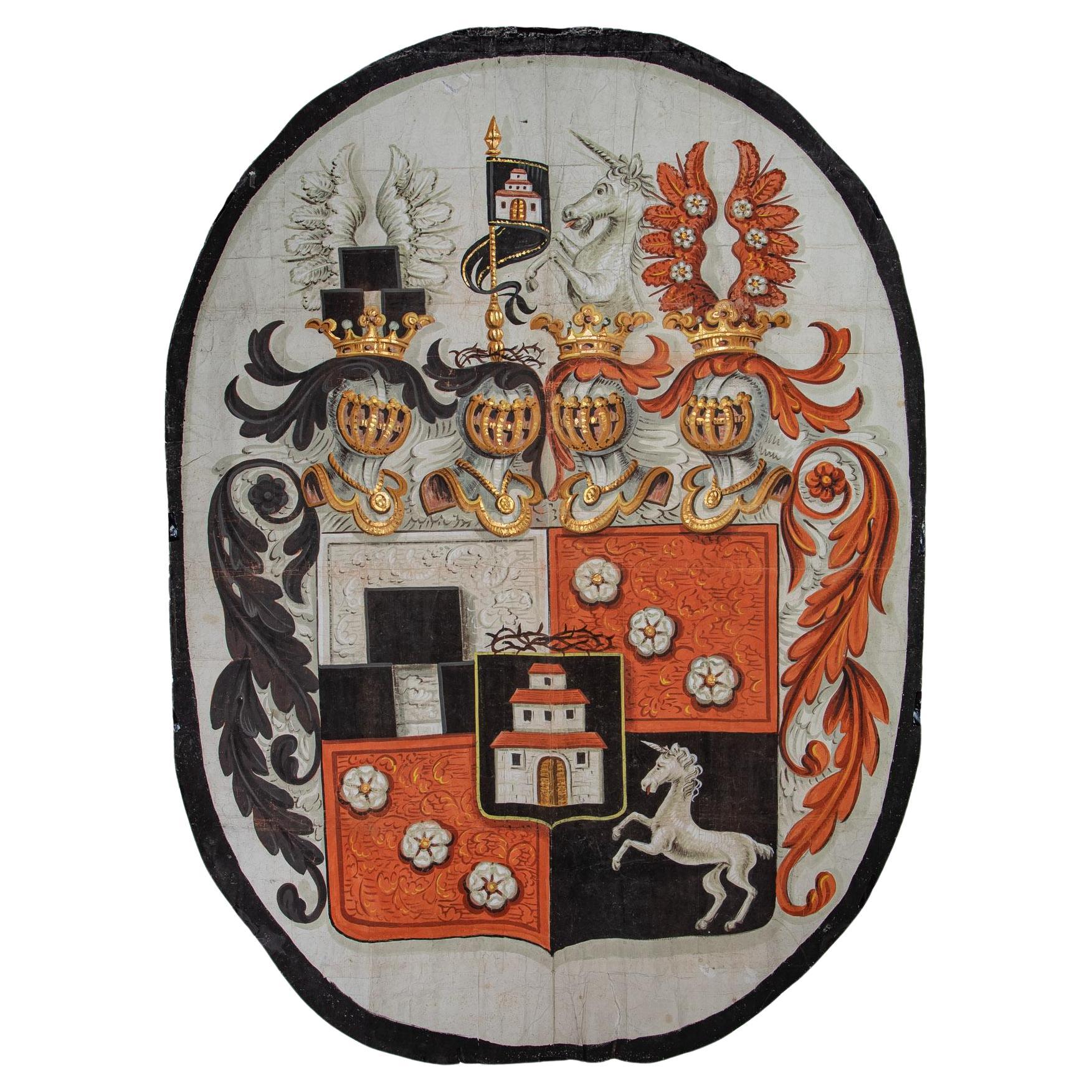 An Impressive 18th Century Painted Parchment Armorial