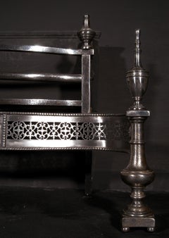 Impressive 19th Century English Polished Steel Firegrate