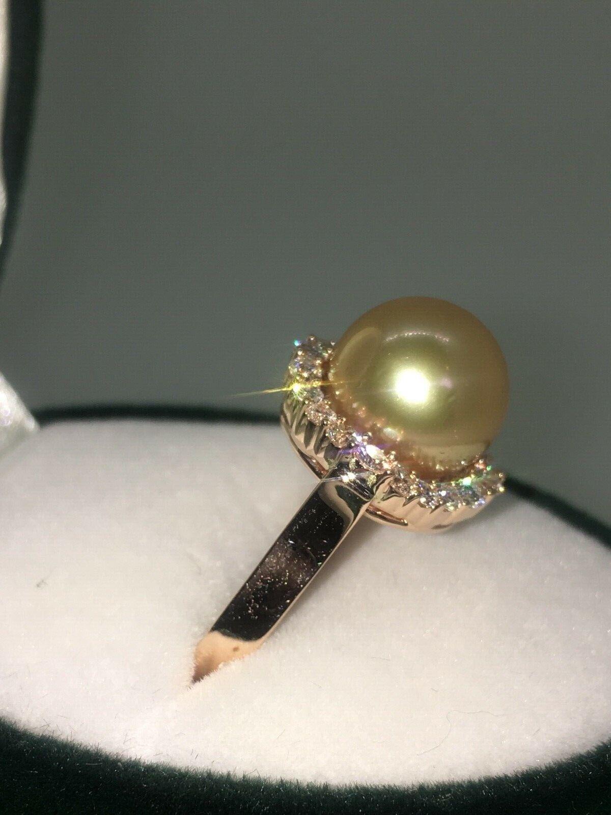 Ein beeindruckender Diamantring aus 18 Karat Roségold mit 9.6 mm Goldperlen und Diamanten in Top-Qualität Damen im Angebot