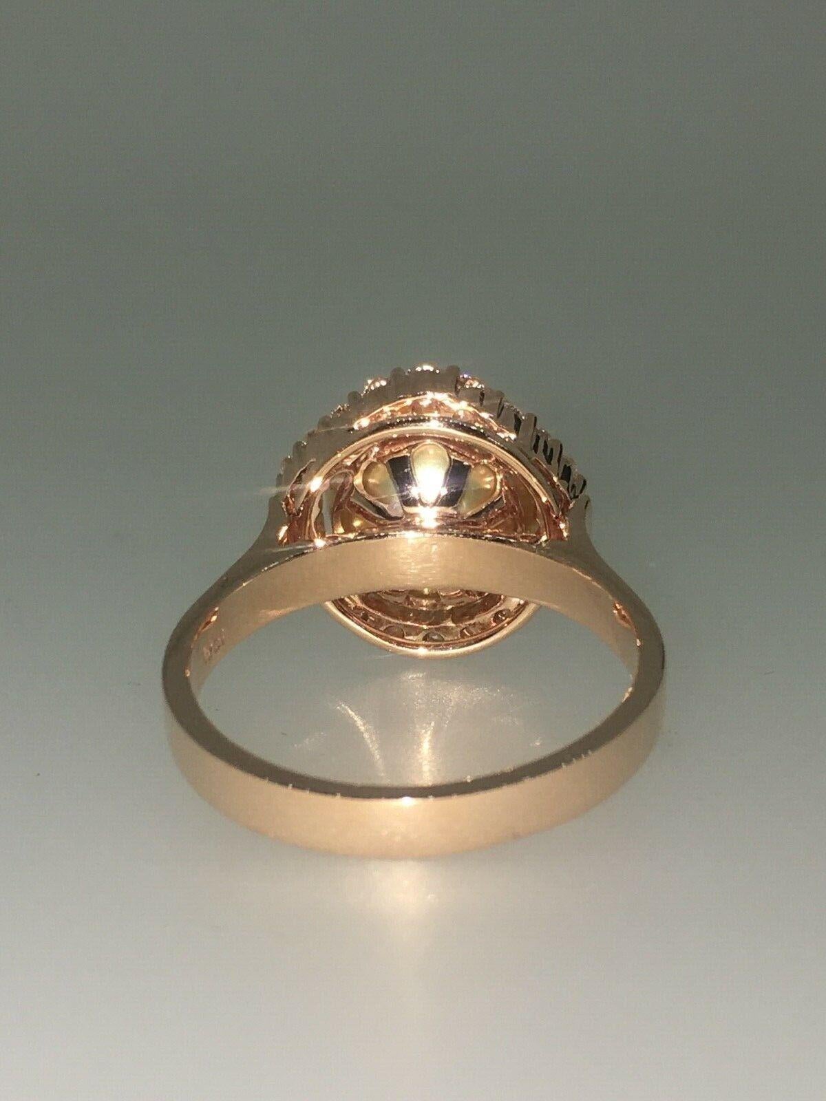 An Impressive 9.6mm Golden Pearl & Top Quality Diamond Ring in 18K Rose Gold For Sale 1