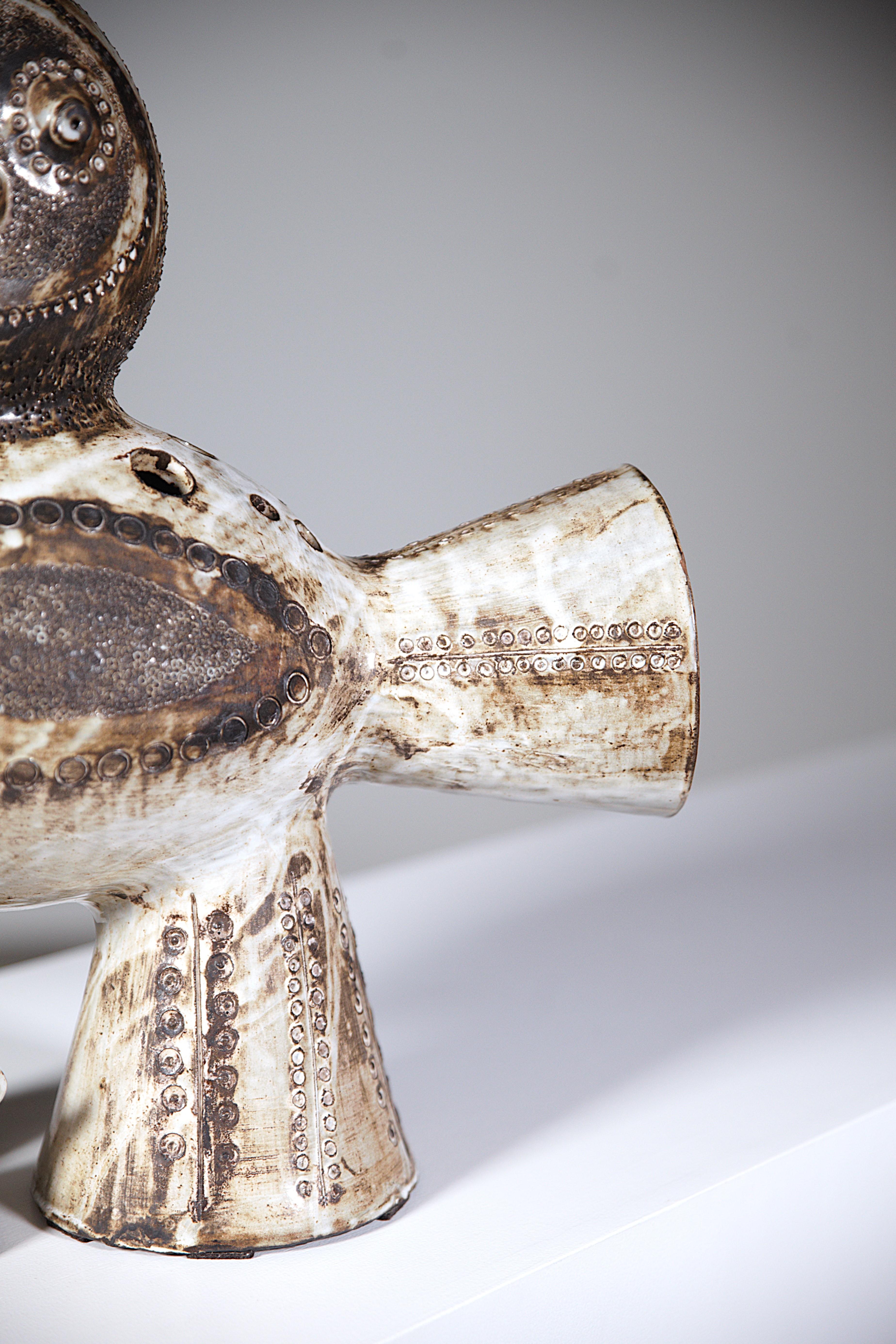 French An Impressive Bird Ceramic Scupture by Jacques Pouchain France 1960s For Sale