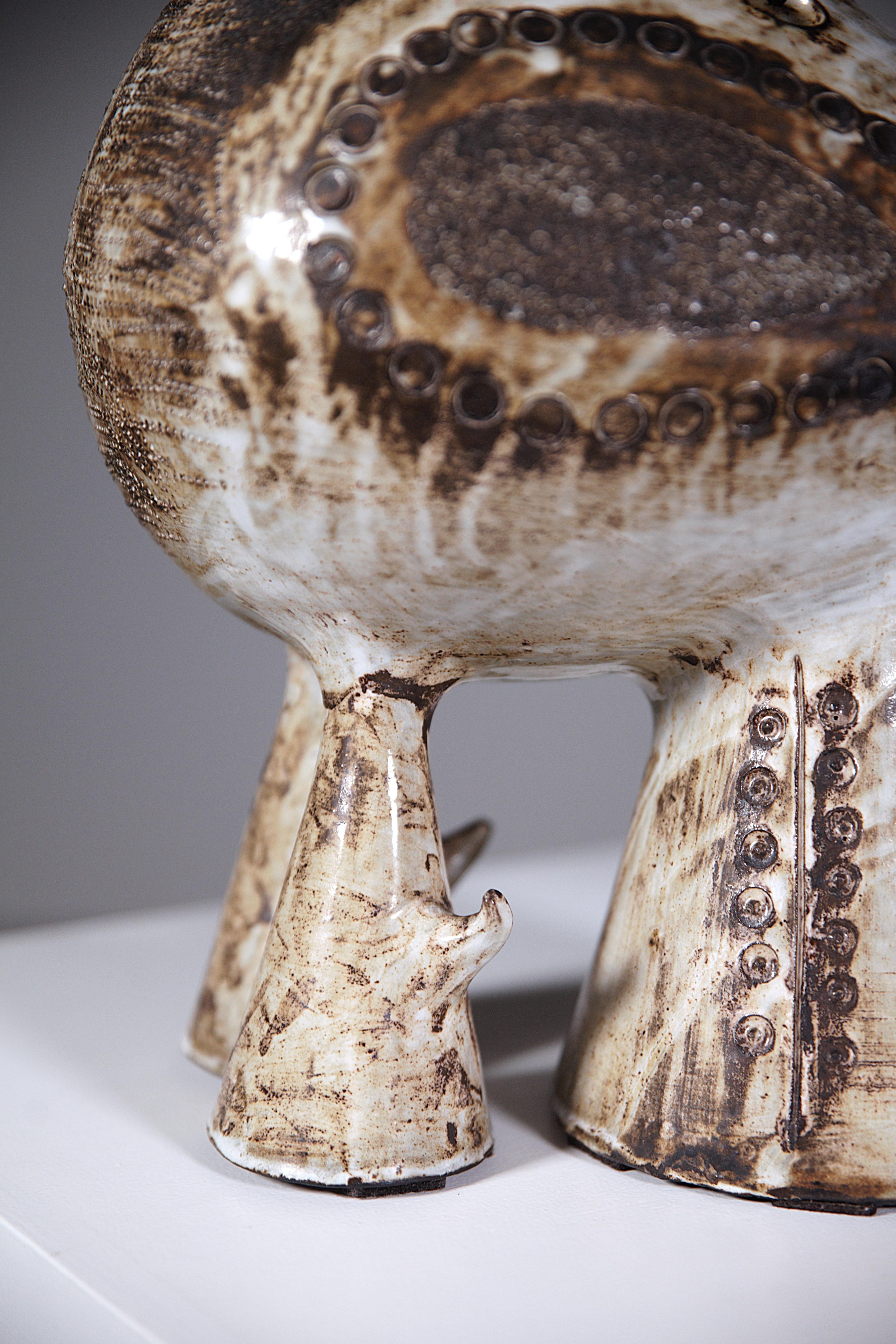 Mid-20th Century An Impressive Bird Ceramic Scupture by Jacques Pouchain France 1960s For Sale