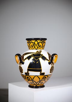 An Impressive Celtic Vase by Paul Fouillen for HB Quimper Brittany France 1920's